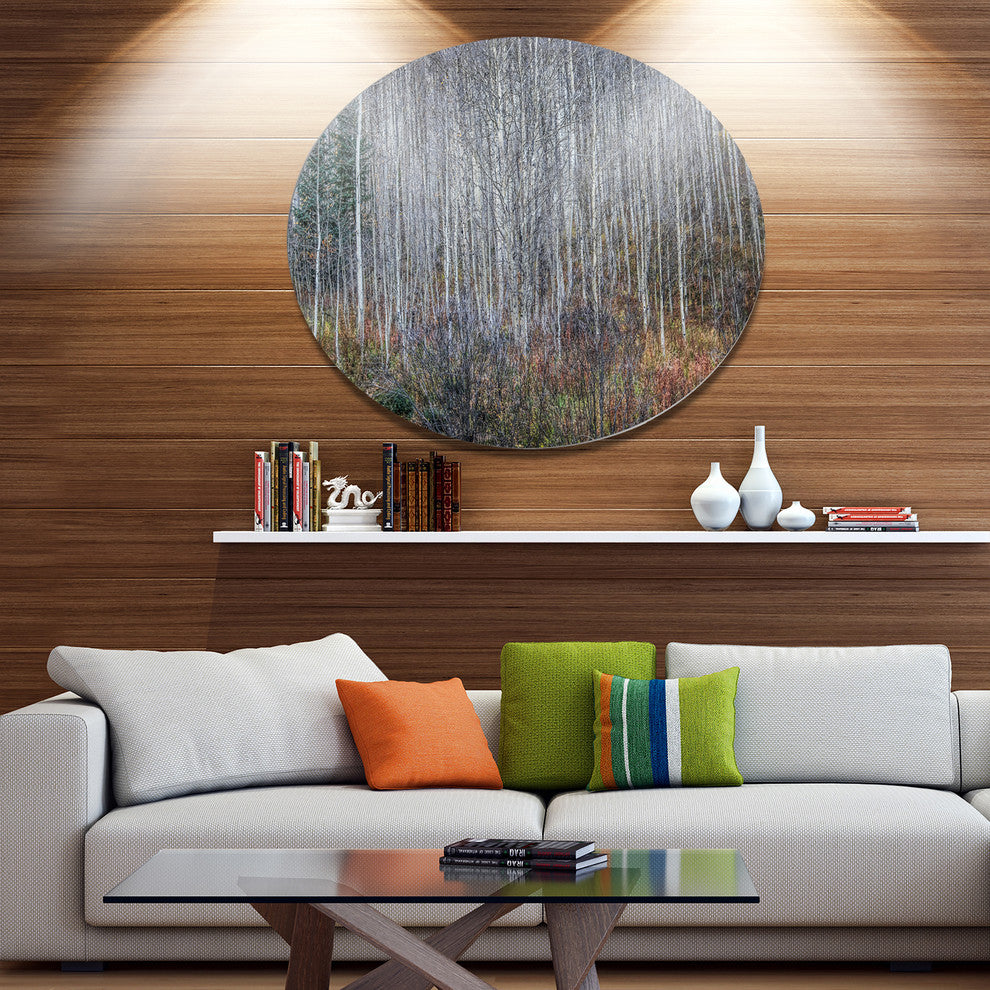 Maroon Bells Mountain View, Modern Forest Disc Metal Artwork, 11"