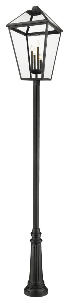 Zlite 579PHXLXR-511P-BK 4-Light Outdoor Post Mounted Fixture, Clear Beveled