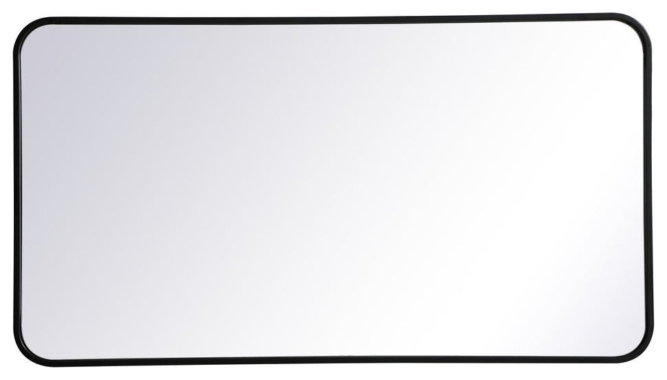 Ellis Soft Corner Metal Rectangular Mirror, Black, 22"x40"