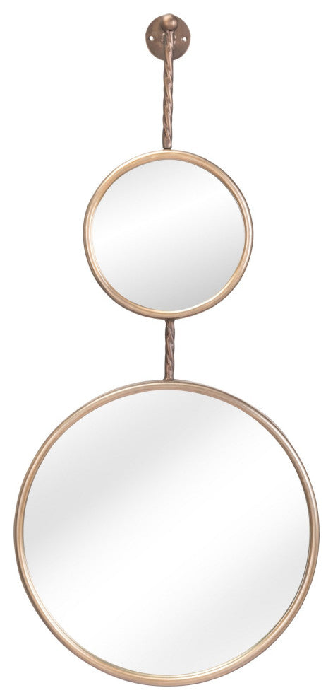 Frame Wall Mirror, Round, Glass, Steel Metal, Gold, Mid Century Bedroom Living