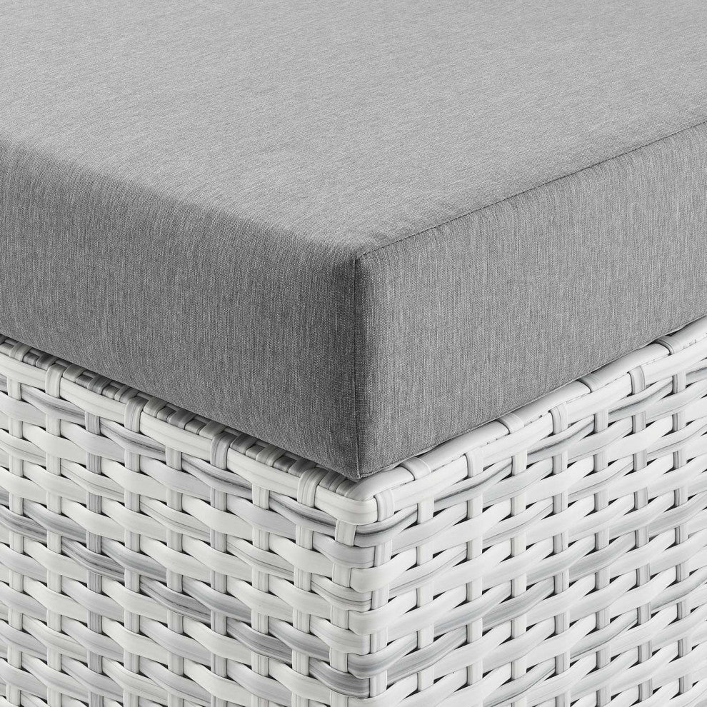 Lounge Chair Ottoman, Rattan, Wicker, Gray, Modern, Outdoor Patio Bistro