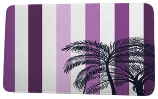Cuban Flare Thin Stripe Palm Stripe Print Bath Mat, Purple, 21"x34"