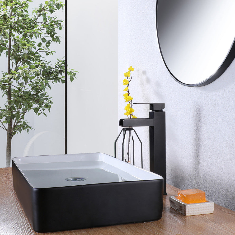 Single Hole Waterfall Bathroom Faucet, Matte Black