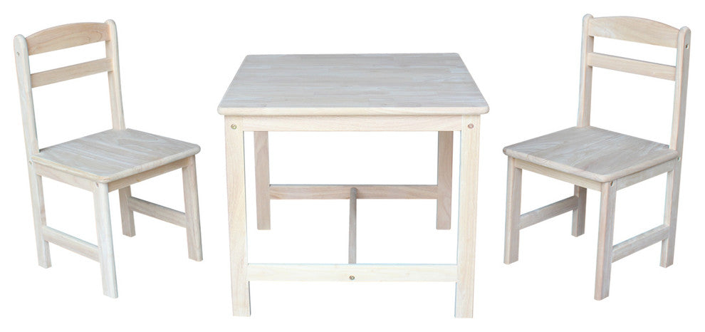 International Concepts Unfinished 3 Pieces Kids Table Set