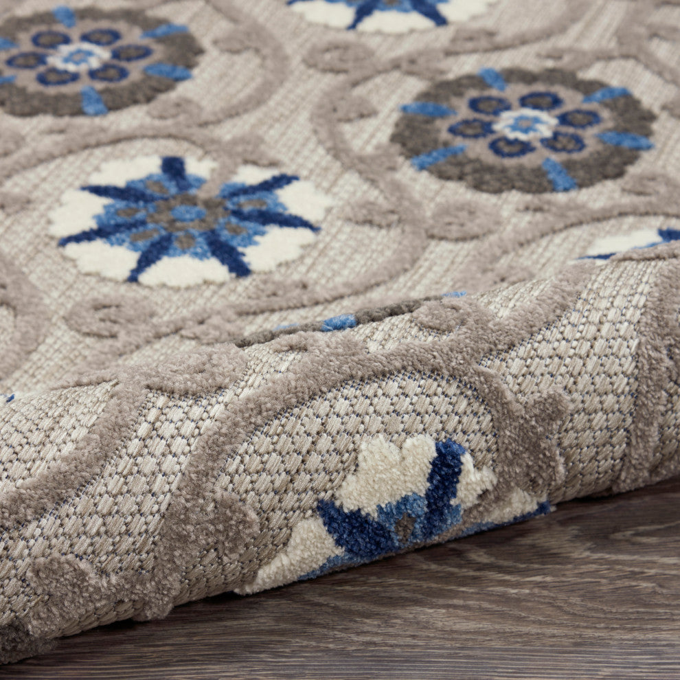 Nourison Aloha 6' x 9' Grey/Blue Contemporary Area Rug