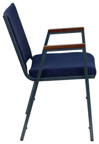 HERCULES Series Heavy Duty Navy Blue Dot Fabric Stack Chair with Arms