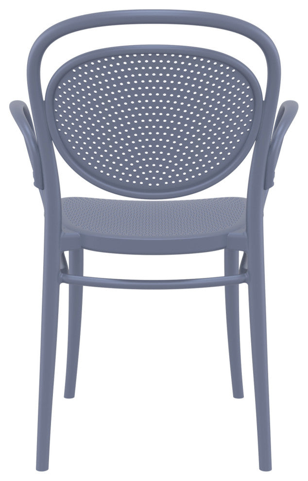Marcel XL Resin Outdoor Arm Chair Dark Gray, Set of 2