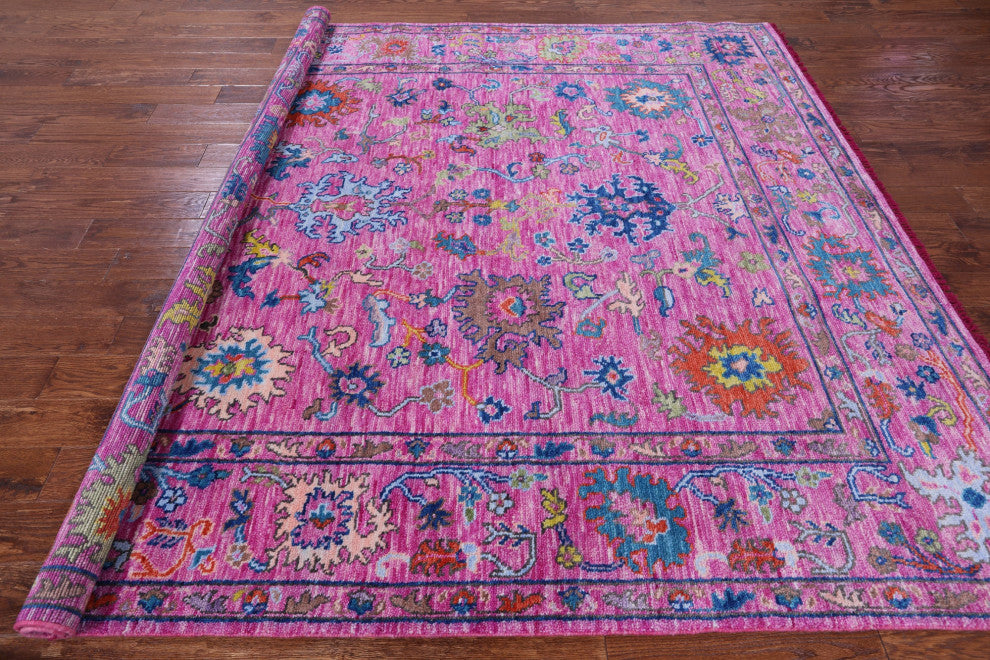 8' Square Turkish Oushak Hand Knotted Wool Rug - Q13624