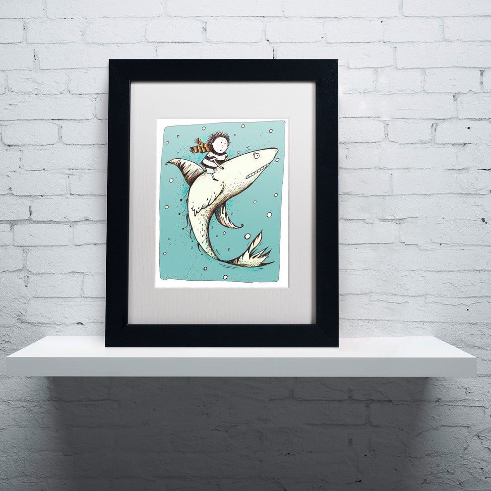 'Fish Boy' Matted Framed Canvas Art by Carla Martell