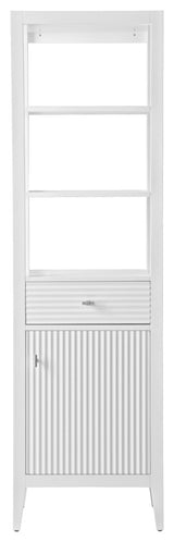 Vanity Art 21" Freestanding Linen Cabinet, Linear White, Brushed Nickel Handle