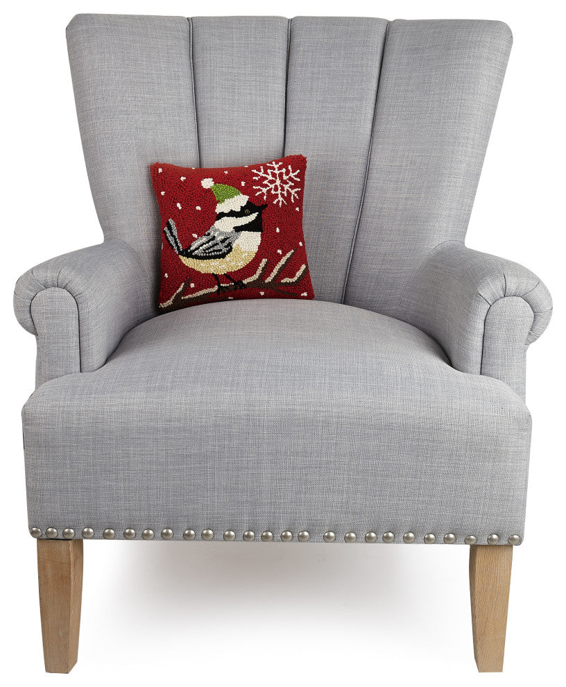Chickadee With Snowflake Hook Pillow