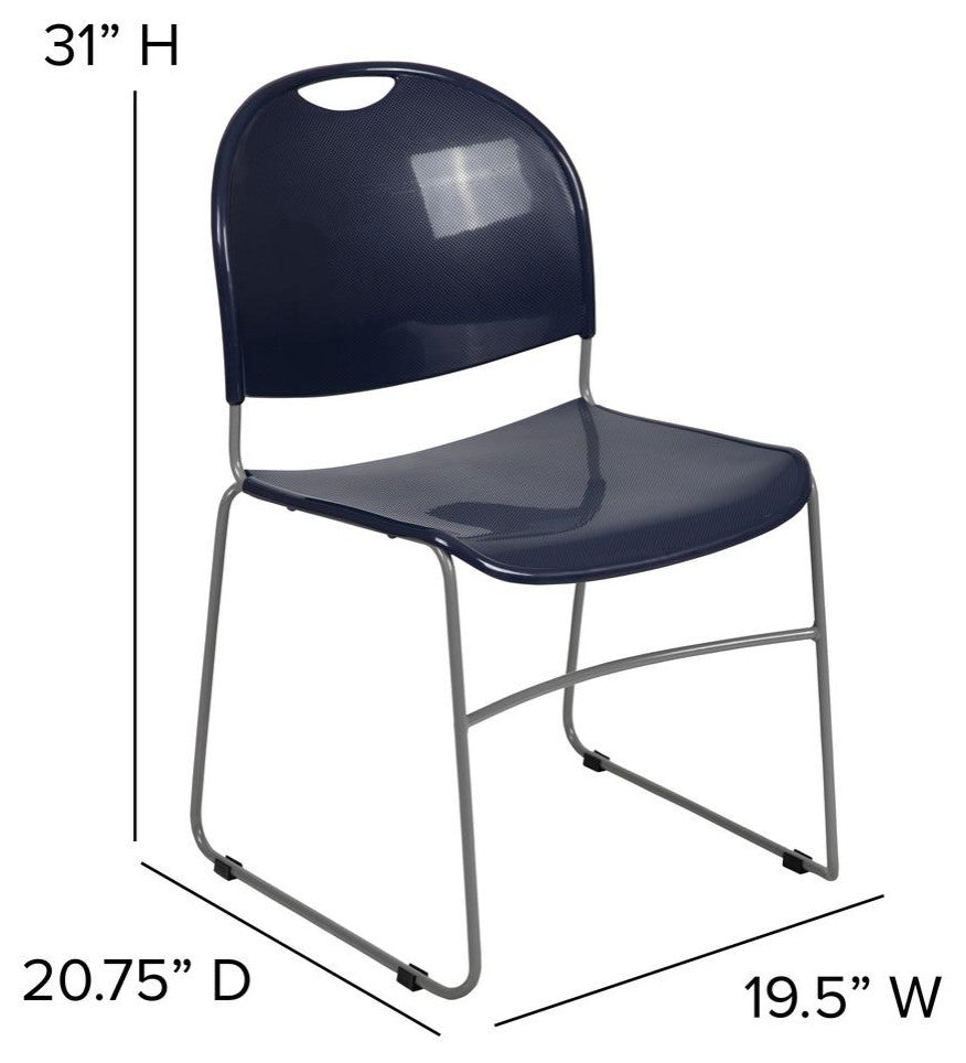 HERCULES Series 880 lb. Capacity Navy Ultra-Compact Stack Chair with Silver...