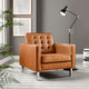 Modern Lounge Accent Side Chair Armchair, Faux Vinyl Leather, Tan Brown
