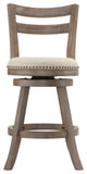 Cortesi Home Harper Counter Stool Beige Fabric Swivel Seat With Back