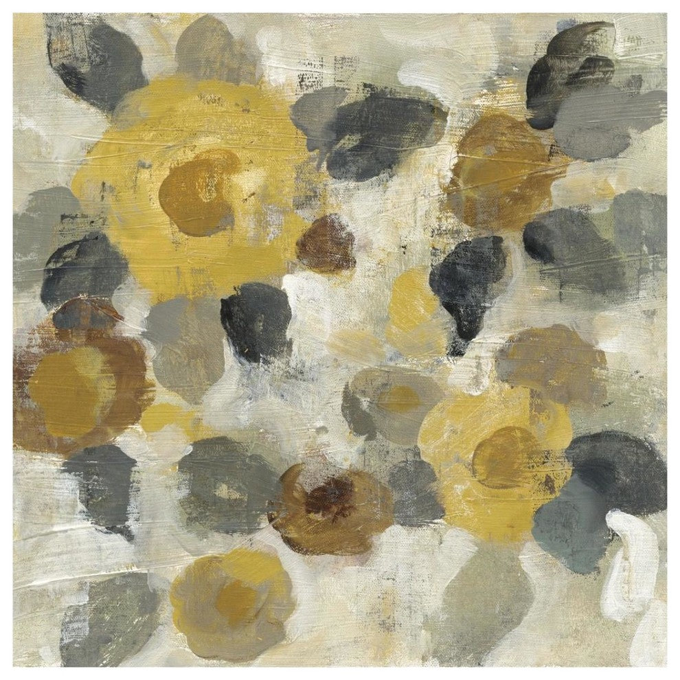 "Neutral Floral Beige II Yellow Flowers" Print by Silvia Vassileva, 38"x38"