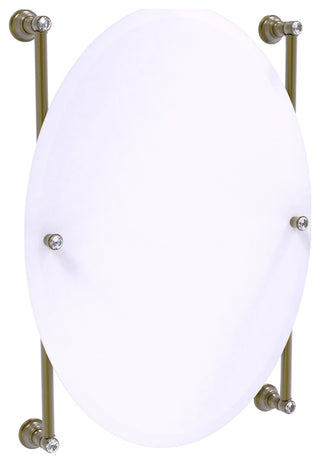 Carolina Crystal Oval Frameless Rail Mounted Mirror, Antique Brass