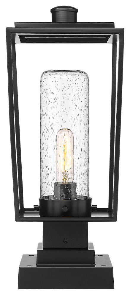 Z-LITE 594PHMS-SQPM-BK 1 Light Outdoor Pier Mounted Fixture, Black