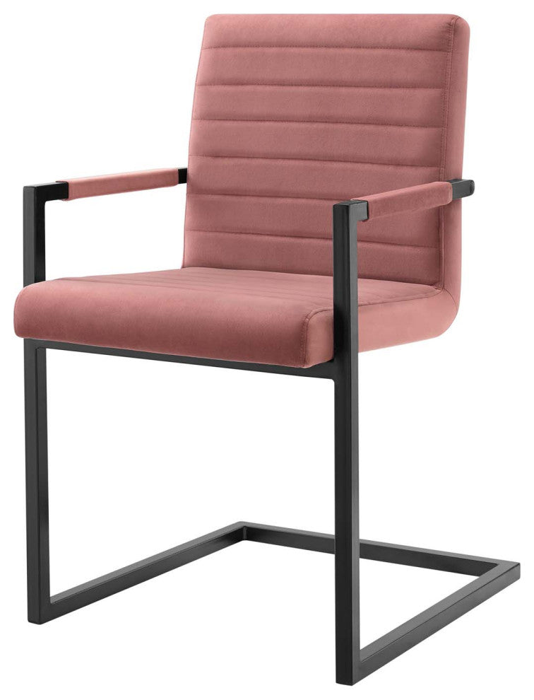 Side Dining Chair, Set of 2, Velvet, Pink, Modern, Bistro Restaurant Hospitality