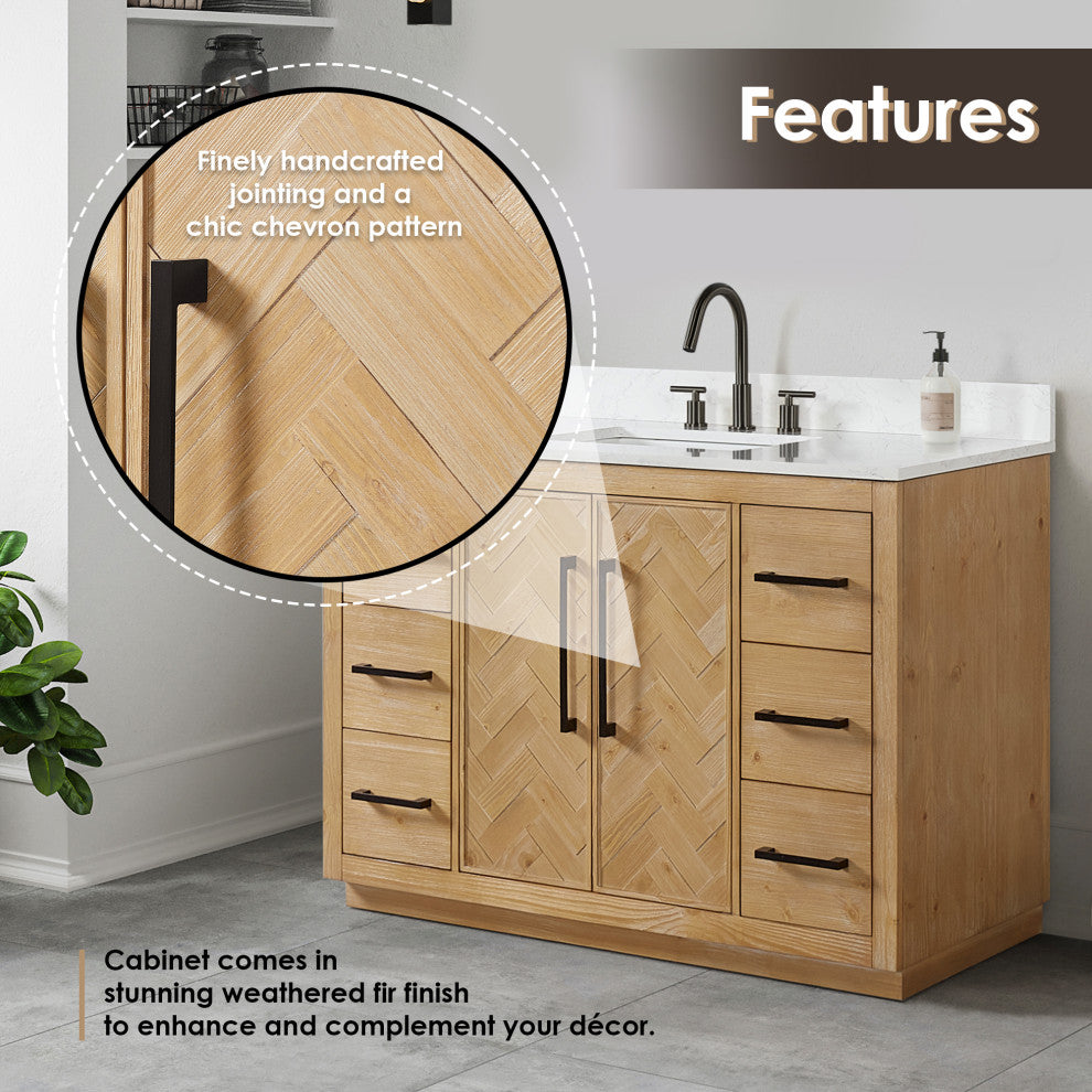 Bellavia Bath Vanity, Weathered Fir, 48", No Mirror