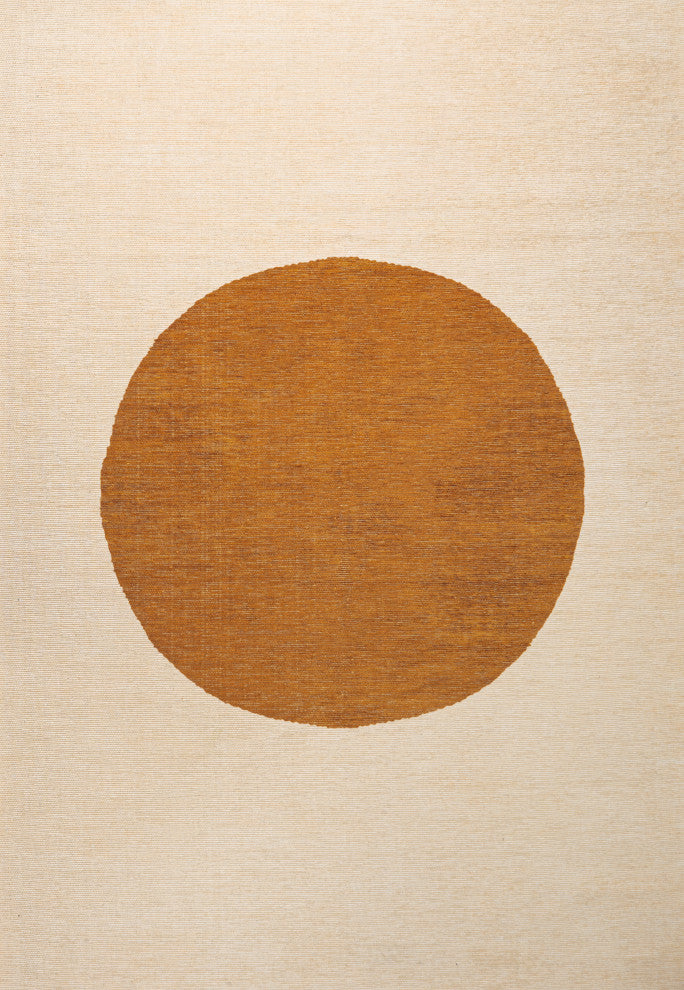 Cirkel Minimalist Geometric Dot Machine-Washable Area Rug, Cream/Rust, 4x6