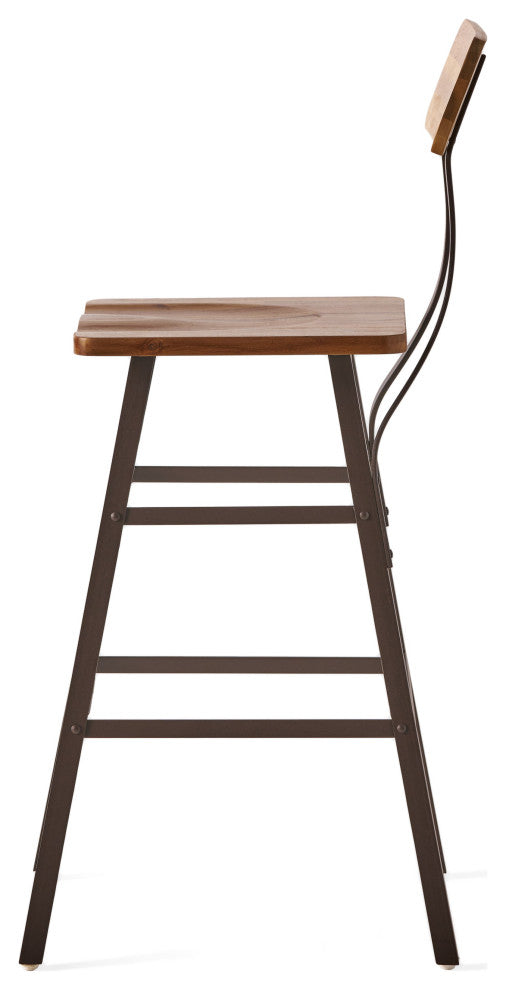 GDF Studio Lilinden Natural Stained Laminated Acacia Bar Chairs, Set of 2