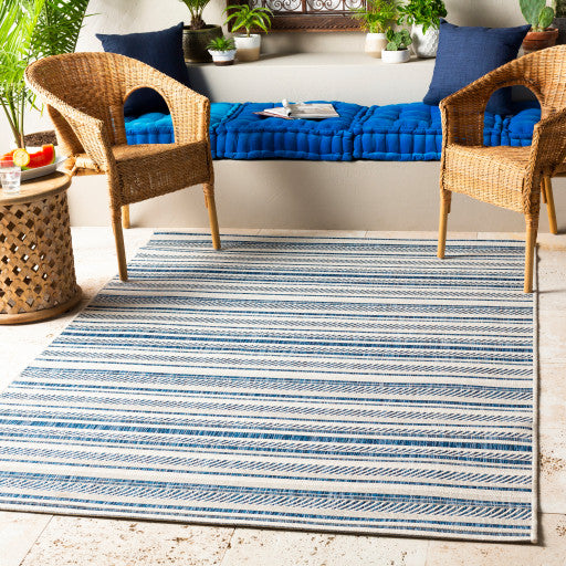Surya Eagean EAG-2337 6'7" Square Rug, Navy/Denim/White