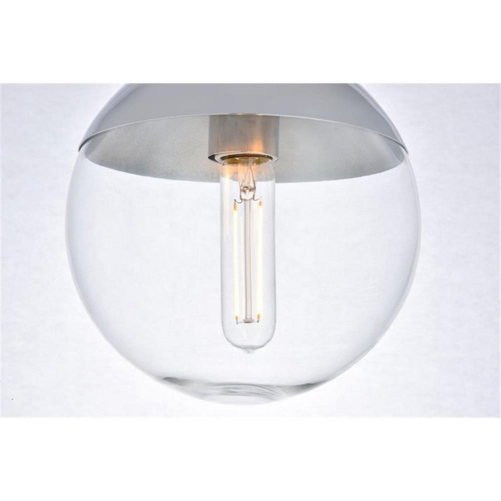 Living District Eclipse 1-Light Metal & Glass Flush Mount in Chrome/Clear