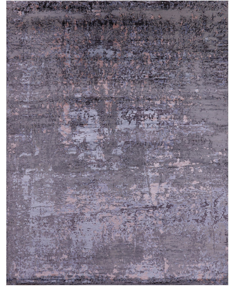 8' 0" X 10' 2" Handmade Wool and Silk Abstract Rug Q7041