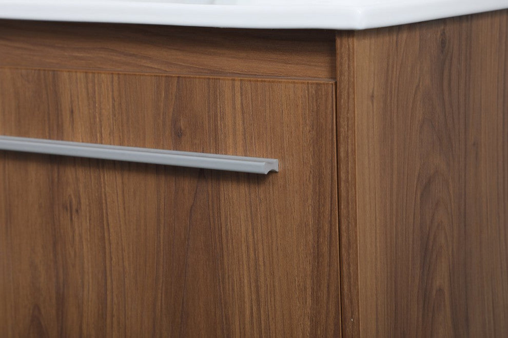 Single Bathroom Floating Vanity, Walnut Brown, 36"