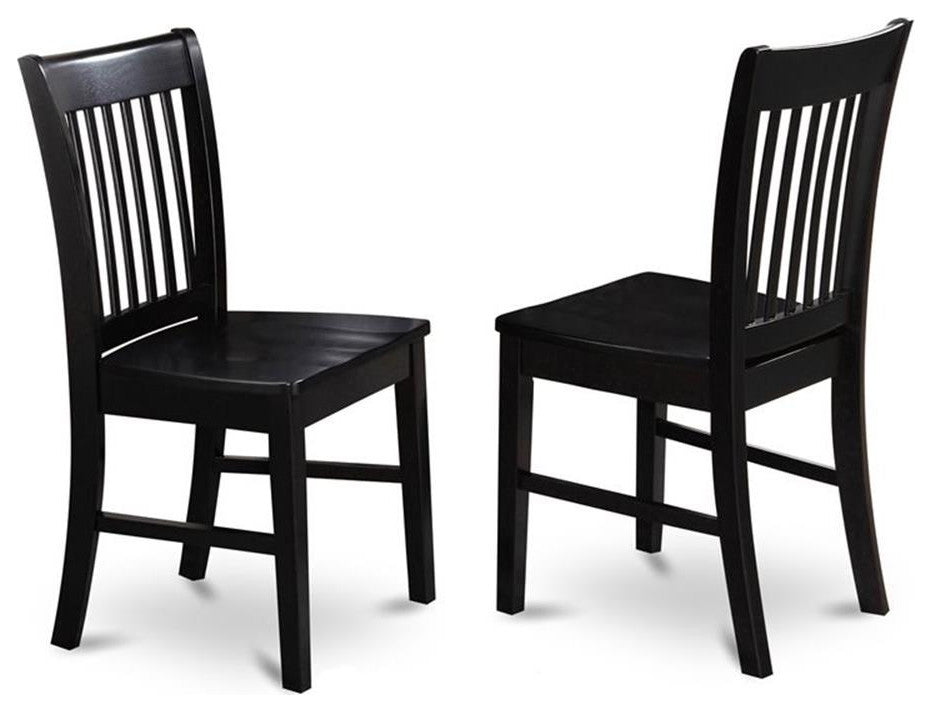 East West Furniture Norfol 11" Wood Dining Chairs in Black (Set of 2)