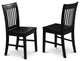 East West Furniture Norfol 11" Wood Dining Chairs in Black (Set of 2)