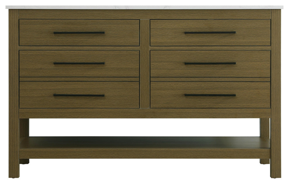 Home Living 54" Double Bathroom Vanity, Chestnut Brown