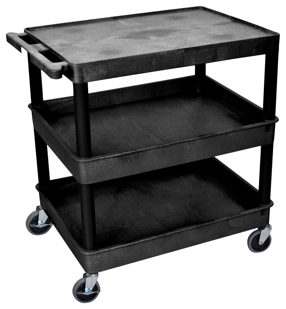 Luxor 3-Shelf Large Black Tub Cart