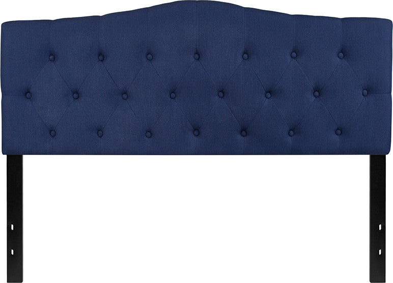 Cambridge Tufted Upholstered Queen Size Headboard in Navy Fabric