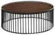 Benzara BM214790 Round Coffee Table with Vertical Slatted Base, Brown & Black