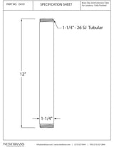 1.25" Od X 12" Threaded Tailpiece In Powder Coated White