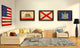 America Vintage Flag Print With Brown Gold Frame, 19"X27"
