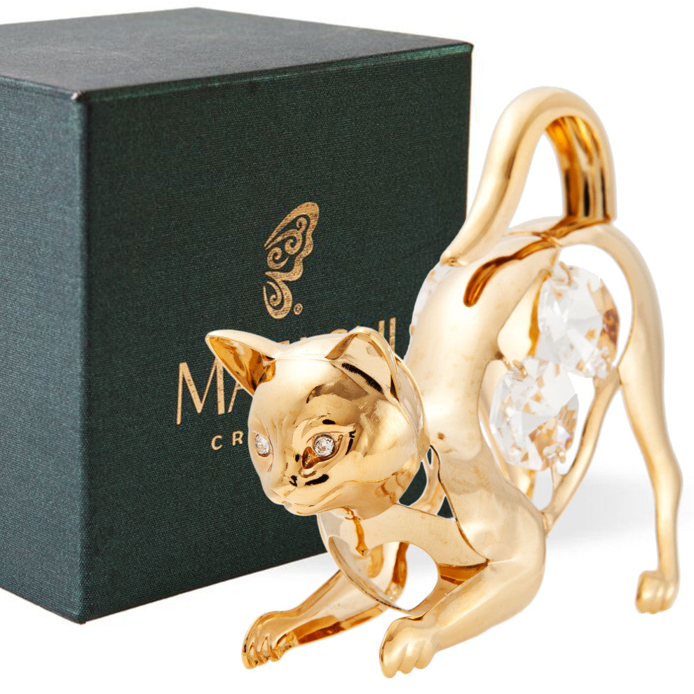 Matashi 24K Gold Plated Cat on Prowl Ornament