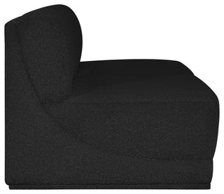 Ollie Black Boucle Fabric Straight Modular Sofa, Black, 2-Piece: 2 Armless Chair