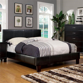 Furniture of America Ramone Faux Leather King Platform Bed in Espresso