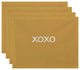18"x14" Xoxo, Word Print Placemat, Gold, Set of 4
