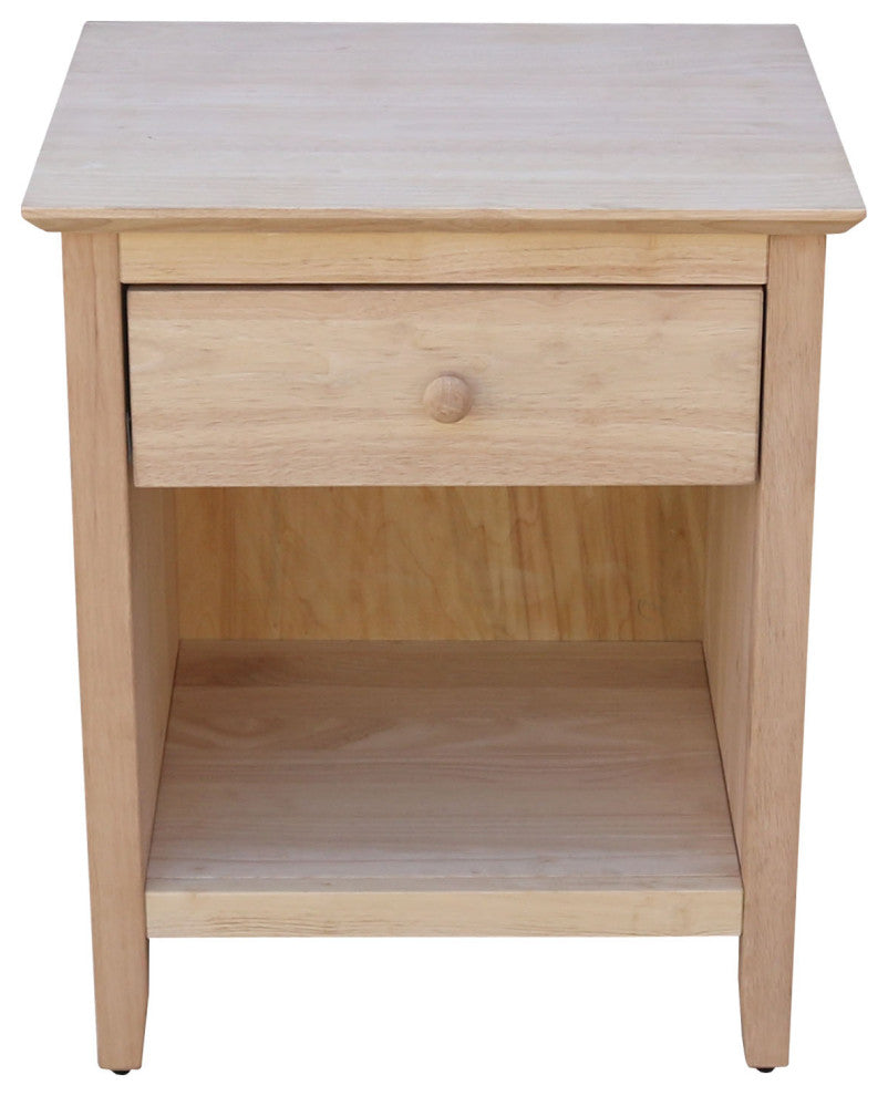 Solid Wood Nightstand With 1 Drawer