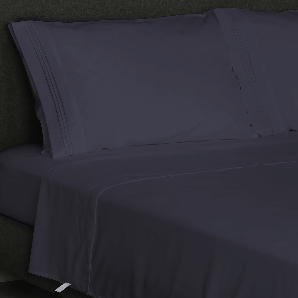 Furinno Angeland Vienne 4-Piece Microfiber Bed Sheet Set, King, Navy Blue