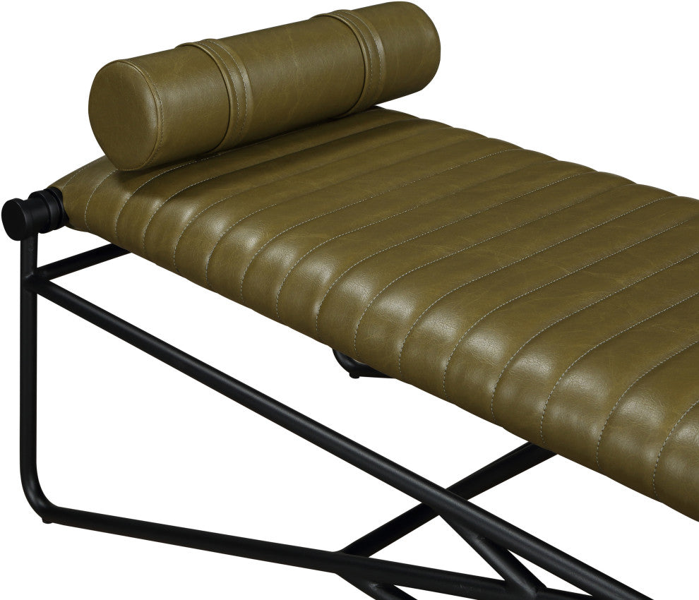 Gatsby Vegan Leather Upholstered Bench, Olive