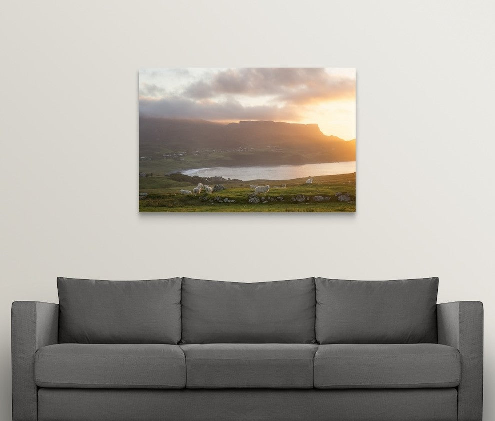 "sunset on skye island grasslands, scotland" Wrapped Canvas Art Print, 48"x32...