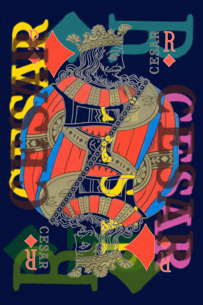 French Playing Card, Cesar, Roi De Carreau, King of Diamonds, Pop Art