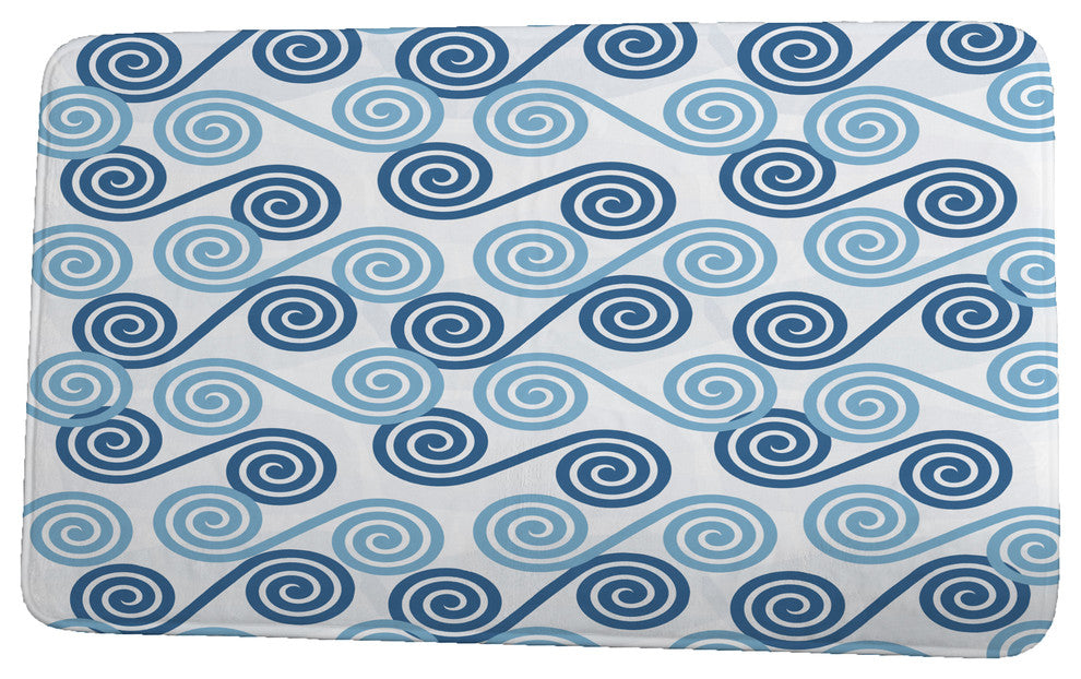 Intercoastal Waterway Rip Curl Geometric Print Bath Mat, Blue, 21"x34"