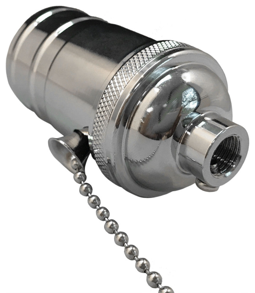 Royal Designs, Inc. Vintage Pull Chain Lamp Socket, Polished Nickel, Set of 10
