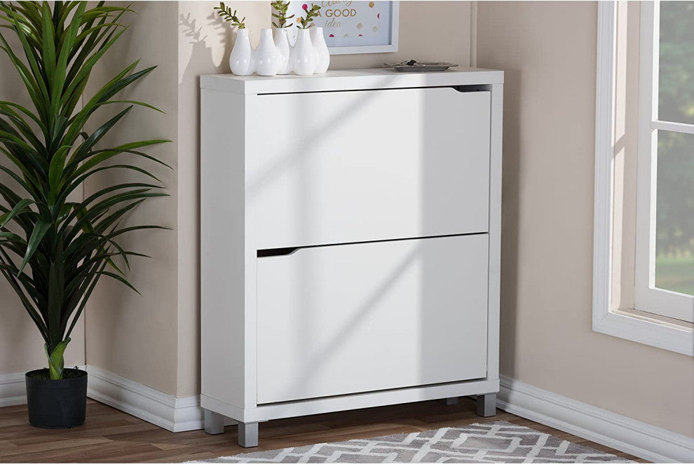 Modern Shoe Cabinet, White