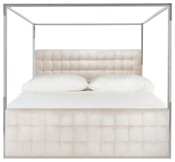 Thayer Velvet King Bed Bella White